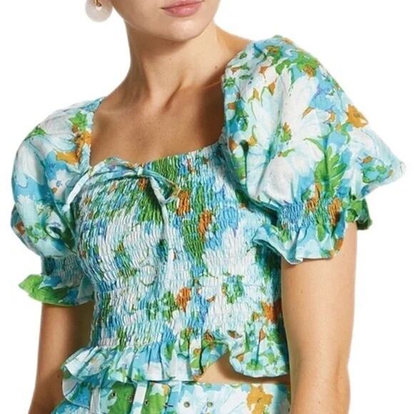 FAITHFULL THE BRAND Lenora Gardone Floral Linen Top Size 4 Small NEW - Picture 1 of 8
